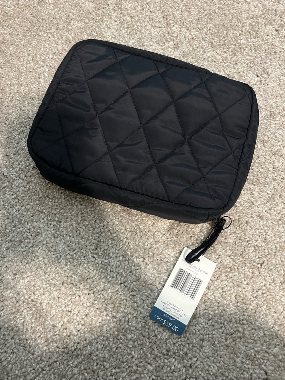 Vera Bradley Quilted Black Travel Pouch